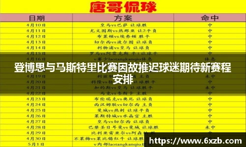 登博思与马斯特里比赛因故推迟球迷期待新赛程安排